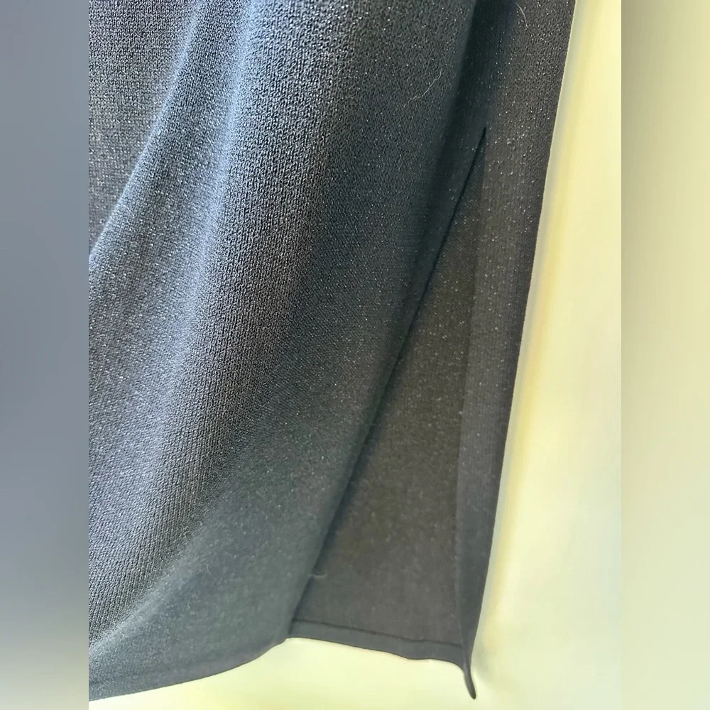 Like New St. John Santana Knit Elegant Black with Silver Maxi Skirt Side Slit, 4